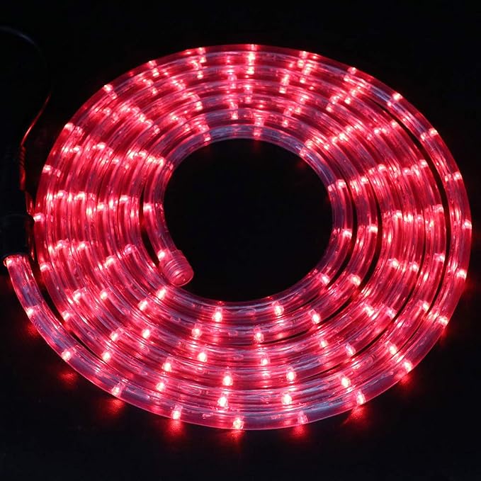 2-Wire Waterproof LED Rope Light Kit, 1/2" Rope Light Outdoor, 110V-120V PVC 30 LED/M Tube Lights Strip for Background, Outdoor, Christmas, Home Decoration (9.9ft/3m, Red)