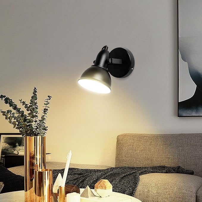 HiBay 1-Light Track Lighting Black, Directional Ceiling Wall Spotlight | Industrial LED Track Spot Light Fixture Indoor for Kitchen Bedroom Bedside, E26 Base, Bulbs Not Included