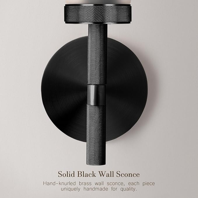 Bblack Knurled Wall Sconce 20", Bathroom Wall Sconce,Glass Tube Brass Sconces Wall Lighting,Bathroom Sconces Side of Mirror,Vanity Sconce Lights for Bath