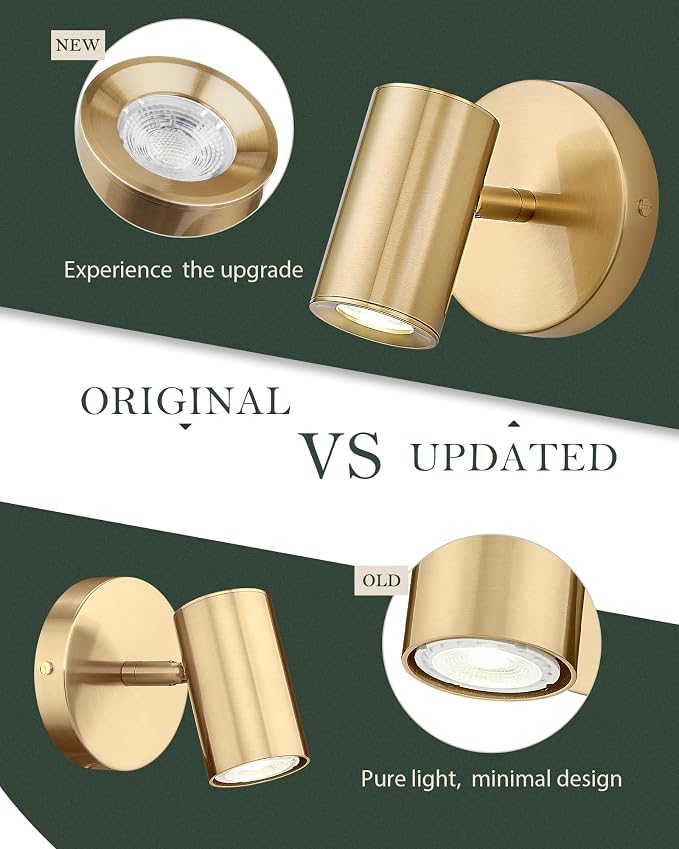 1-Light Wall Sconce,LED Track Lighting with GU10 Bulb,Brass Gold | Indoor Wall Lighting for bedroom,hallway,living room,entryway