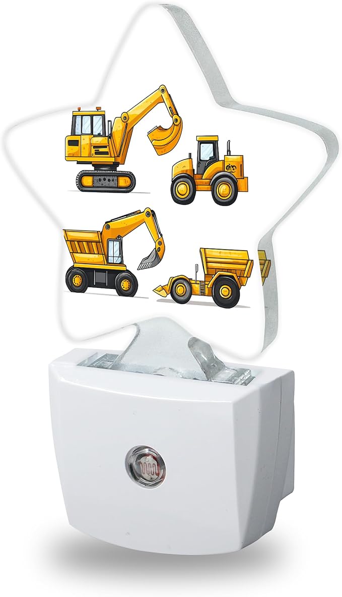 Nightlight,Cartoon Construction Vehicles Decorative Night Lights Plug Into Wall,Night Light with Auto Sensor for Bedroom,Nursery,Hallway,Stairway,Gifts
