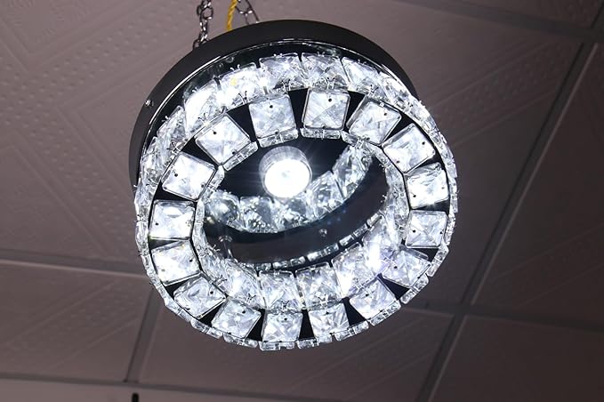9.8" Crystal Flush Mount Ceiling Light Fixtures LED Round Mini Chandelier Light Fixture Ceiling Lamp for Kitchen Hallway Foyer 15 W 6000K