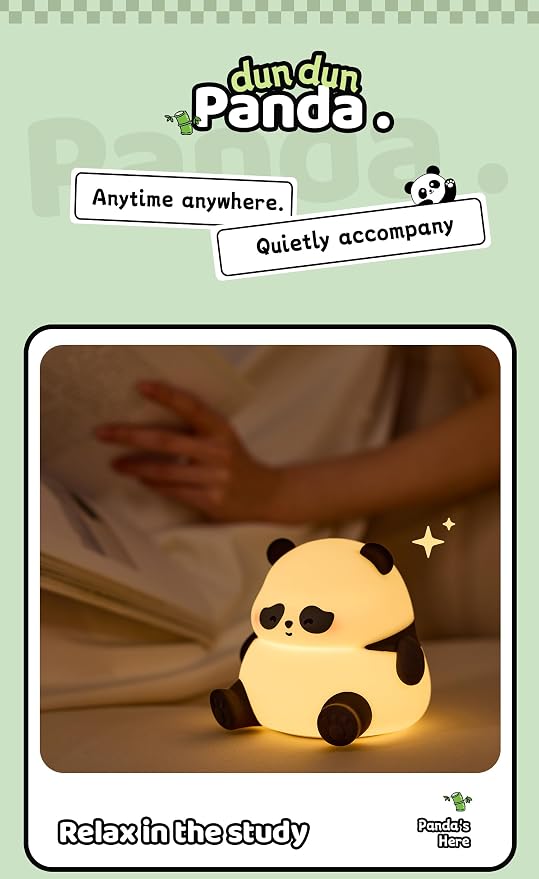 Cute Panda Lamp, Squishy Sleepy Panda Night Light Novelty Animal Lamp, 3 Level Dimmable Nursery Nightlight with Timer, Silicone Touch Night Light Fun Gifts for Kids Boys Girls