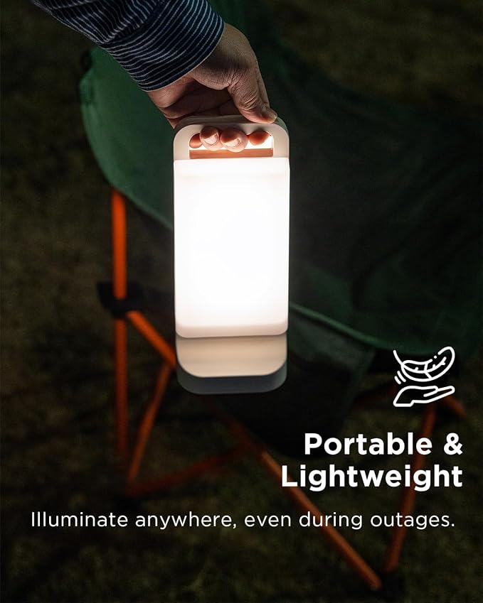 Solar Camping Lantern, Rechargeable Battery Powered Camping Light 6000mAh Up to 80HRS Lasting, Dimmable Night Lamp, Survival gear for Emergency, Power Outages, Outdoor, Indoor