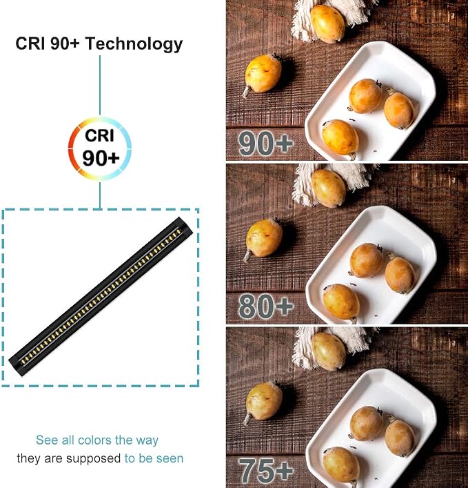 inShareplus 13inch LED Under Cabinet Lighting, Dimmable Light, Warm White 4500K, CRI90+, 450Lumens, DC 12V Ultra Thin Under Counter Kitchen Lights for Kitchen, Shelf, Cupboard, Black, 1 Pack