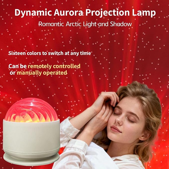 2-in-1 Northern Lights & Waves Projector, Aurora Northern Lights Projector, 16 Light Effects, Bedroom, Party, LED Color Changing Light for Home Decoration