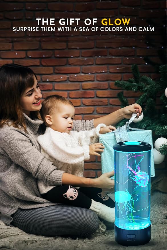 Jellyfish Lamp with 20W Bluetooth Speaker, 16 Color Changing Mood Lamp, 4 Modes Aquarium Night Light for Kids, Gift for Adults, Kids, Sensory Lights for Autistic Children