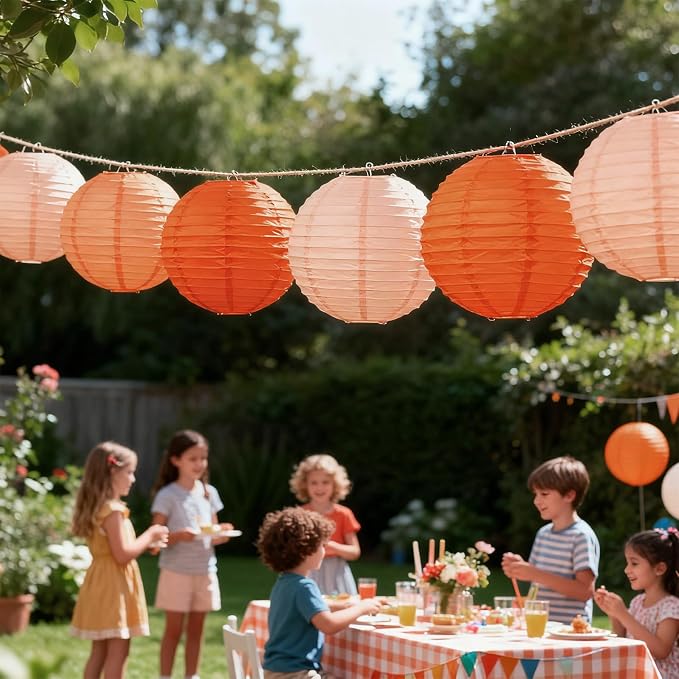 20Pcs Paper Lanterns, Orange and Peach Hanging Lantern for Rustic Party | 6"8"10" Round Paper Lanterns Decorations for Bridal Shower Wedding Engagement Birthday Baby Shower Home Classroom Decor