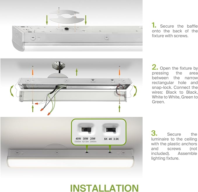 ASD 4ft LED Linear Strip Light Fixture with Emergency Battery Backup & Q-Base | 20W-40W 120-277V 3500K-5000K Adjustable Linkable LED Shop Light | UL DLC Stairwell Certified Luminaire, 9 Pack
