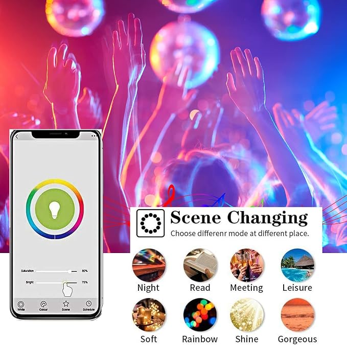 Smart Light Bulb KL110, WiFi LED Magic Home Smart Light Bulb APP Work with Alexa & Google Assistant, E26 A19 Dimmable, 2.4Ghz, No Hub Required, 800LM Soft White 2700K, 9W Colorful Changing Lamp