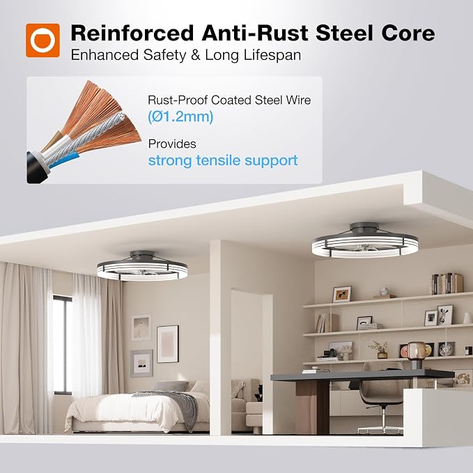 addlon 24" Low Profile Fandelier Ceiling Fans with Lights and Remote, Black | Wider Airflow, 3000-6000K Dimmable LED, 6 Speeds, Reversible DC Motor, Remote and App Control, Memory Function, Timer, Quiet