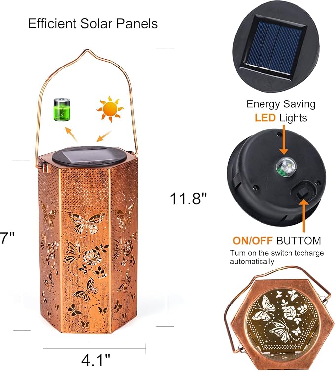 Eandisom Birthday Gifts for Women, 2 Pack Butterflies Solar Lanterns