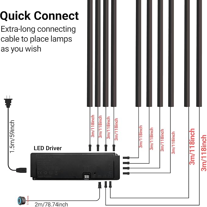 HAMRVL Black Wall Panel Lights - 10pcs 3000K Warm White Slat Wall Lights with Touch Control, Dimmable Self-Adhesive LED Recessed Lighting for Wood Slat Wall Panel, Media Wall, Bedroom, Living Room