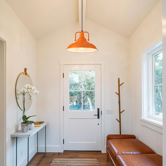 Orange Pendant Light 12.5 inches 3 Packs, Farmhouse Pendant Light, Industrial Pendant Lighting, Kitchen Pendant Lights, Pendant Lights Kitchen Island for Dinning Room Entryway Barn