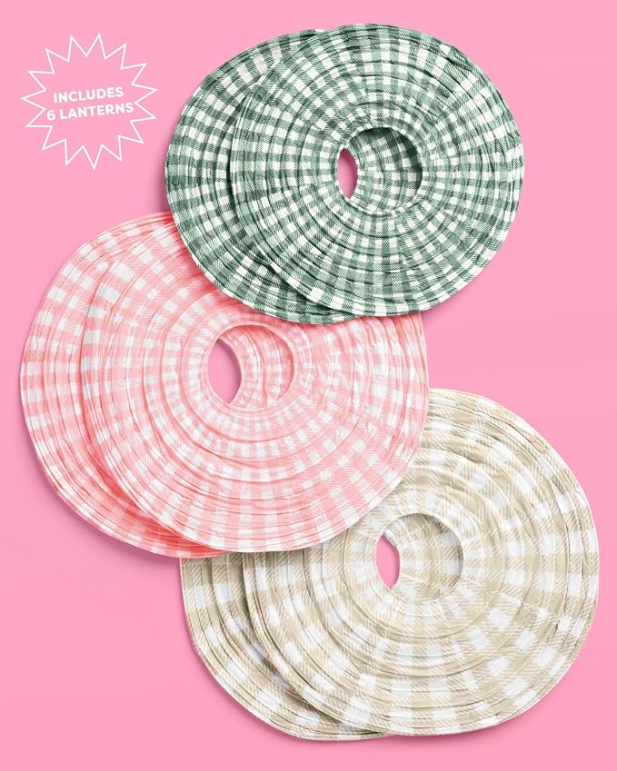 xo, Fetti Paper Camp Lantern Set | Pink, Green, Camp, Bachelorette, Birthday, Outdoor Party, Glamping Decor