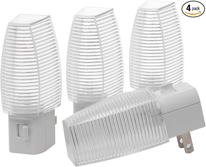 DEWENWILS Plug in Night Light with Switch, Manual ON Off LED Nightlight for Kids, Nursery, Bedroom, Bathroom, Hallway, Stairways, Corridor, Garage, Warm White, 4 Pack | 4 Pack, Warm White, Ideal for Bathroom, Kids, Nursery, Bedroom, Hallway, Stairways,...