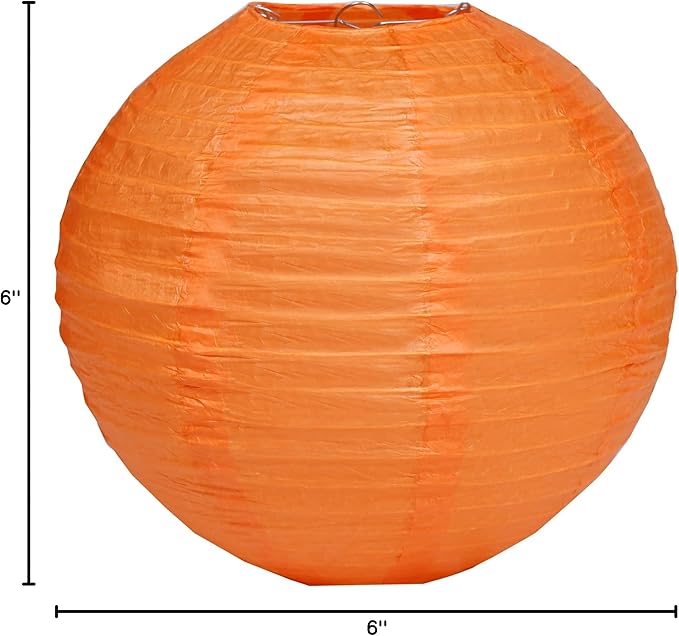 Pack Of 3 Round Paper Lanterns Lamp Wedding Birthday Party Decoration (Orange, 6"/15CM)