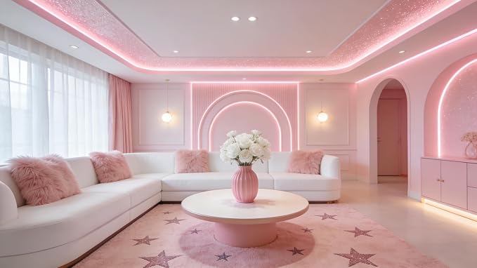 2 Set 30 FT Pink Led Lights Strip for Bedroom Decor Rope Lights Easy DIY Princess Bathroom Cuttable Strip Lights for Baby Room Living Room Kitchen Ceiling Wall Vanity Mirror Decoration
