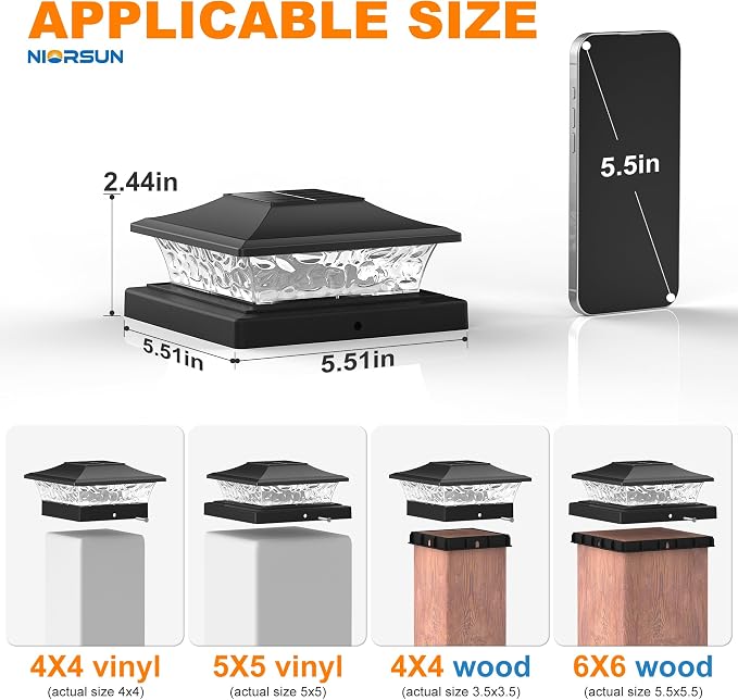 4x4 Post Solar Lights Color Changing with Remote, 8 Pack Black | RGB Solar Post Lights, 4x4 Post Caps Wood Vinyl,5x5 Vinyl & 6x6 Wood,IP64 Waterproof Fence Post Solar Lights Outdoor for Deck