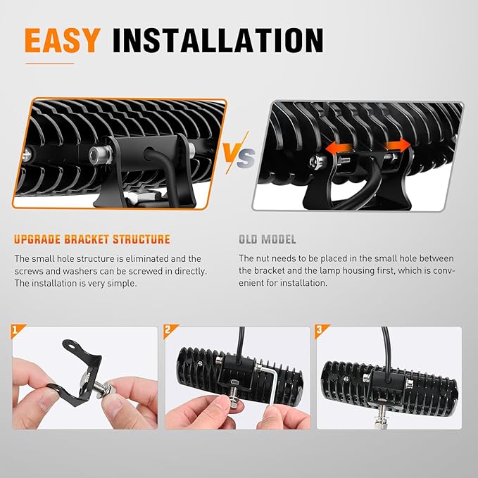 Nilight 6 Inch Amber LED Light Pods 2 PCS 60W Flood Spot Combo Beam Off Road Work Driving Fog Lighting for 12V 24V ATV UTV Pickup Truck Tractor Boat