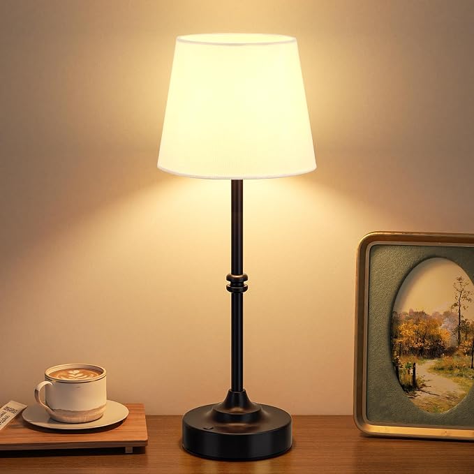 Kakanuo Rechargeable Cordless Table Lamp Black - 1 Pack 4000mAh Battery Operated Lamp, 3000K Warm Light, Touch Control Stepless Dimming, for Bedside, Dining Table, Home Decor