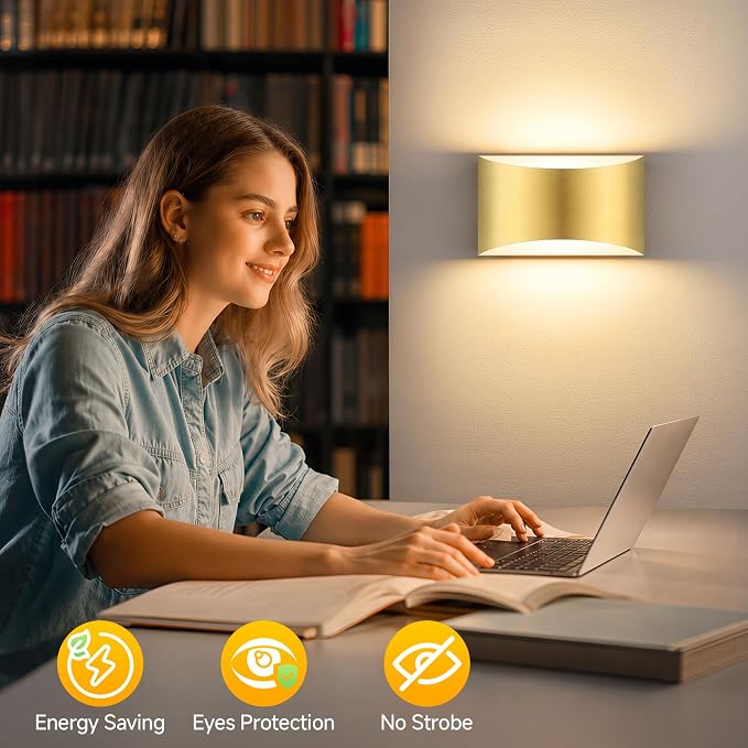 Battery Operated Wall Sconce Set of 2, Rechargeable Wall Lights | Gold Wireless Wall Mount Lights 3000K Bulbs, Touch & Remote Control, Clear Glass, Cordless Dimmable Indoor Lamp for Bedroom