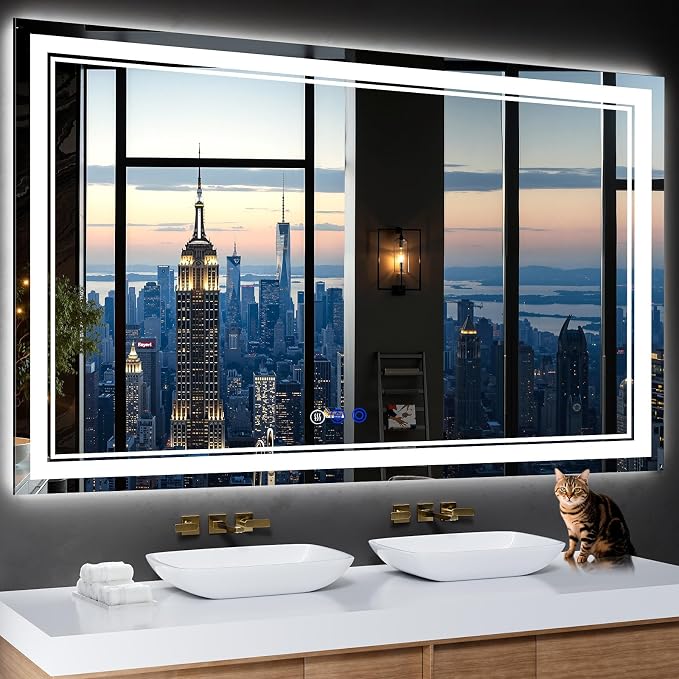 60"x36" LED Bathroom Mirror with Lights,Anti-Fog,3 Color Modes