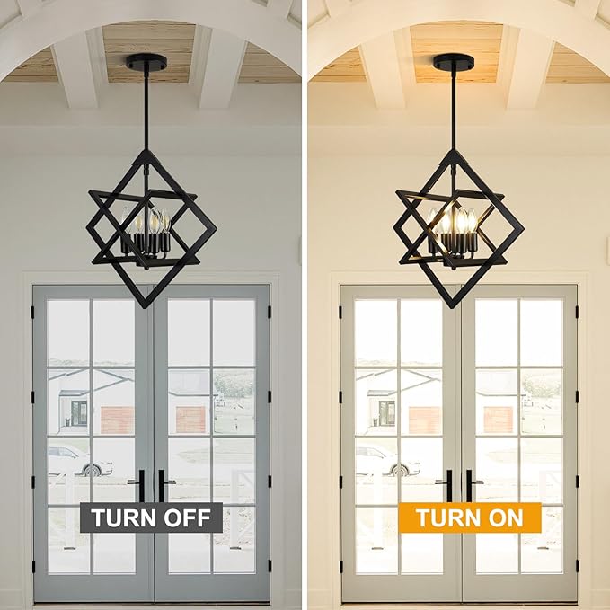 18" Modern Pendant Lights Kitchen Island, 4-Light Matte Black Farmhouse Pendant Light Fixtures, Industrial Hanging Pendant Lights Fixture for Kitchen Island Dining Room Bedroom Hallway Foyer Entryway