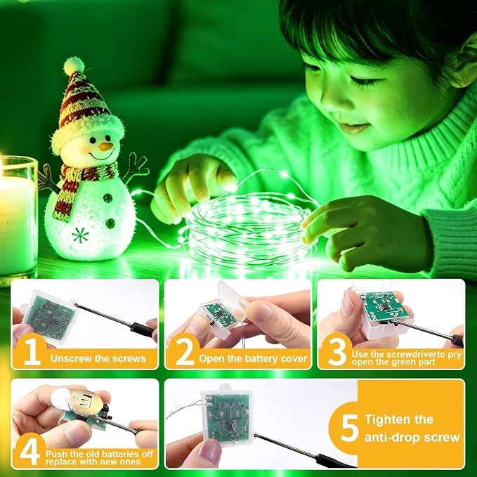 ZGWJ 12 Pack Green Fairy Lights, Mini String Lights with Remote and Timer | 8 Lighting Modes Timing Function Battery Operated 7 FT 20 LED Waterproof,Halloween Christmas Tree Parties Decor
