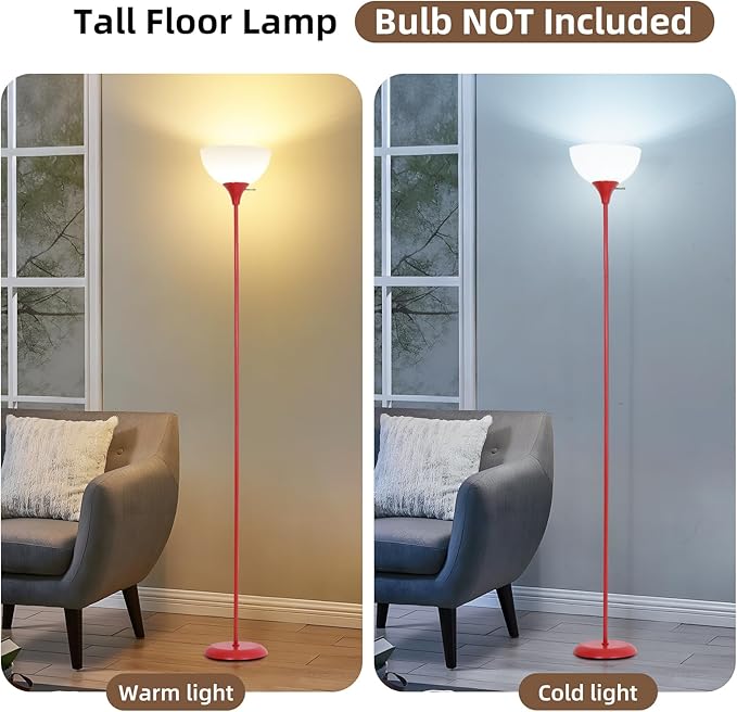 Standing Lamp, Floor Lamp, Dimmable Floor Lamps for Living Room Bedroom Study Office Kid’s Room (Red)