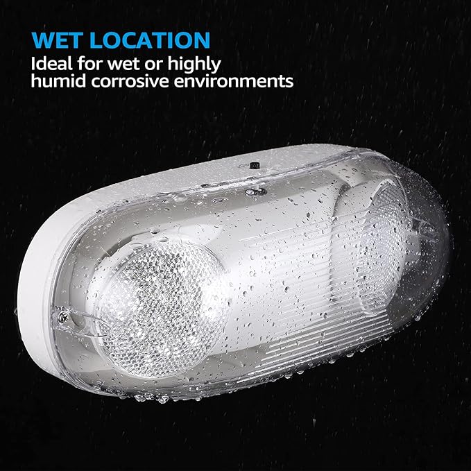 LEONLITE 4-Pack Wet Location LED Emergency Lights IP65 Waterproof White | Commercial Exit Lights for Business, with Battery Backup, 2 Adjustable Heads, UL &FCC Listed, 120/277V