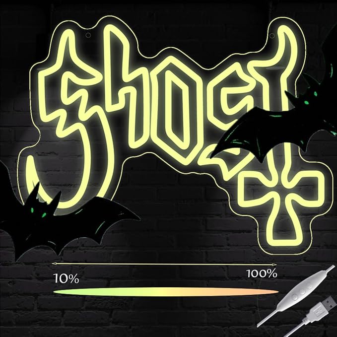 Ghost Neon Sign, Yellow LED Wall Light | (12.2"x16.5")IN,Mysterious Rock Music Decor, Occult Aesthetic Room Light