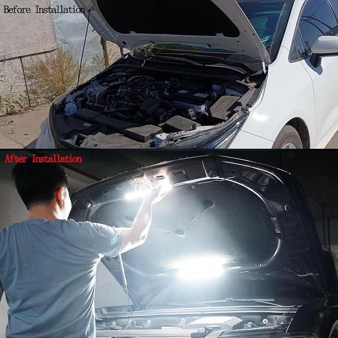 2 Pcs Under Hood LED Light Kit, Automatic On/Off Waterproof Engine Bay Lighting with 12V Universal Fit for Truck, SUV, RV, Boat, Cargo Pickup