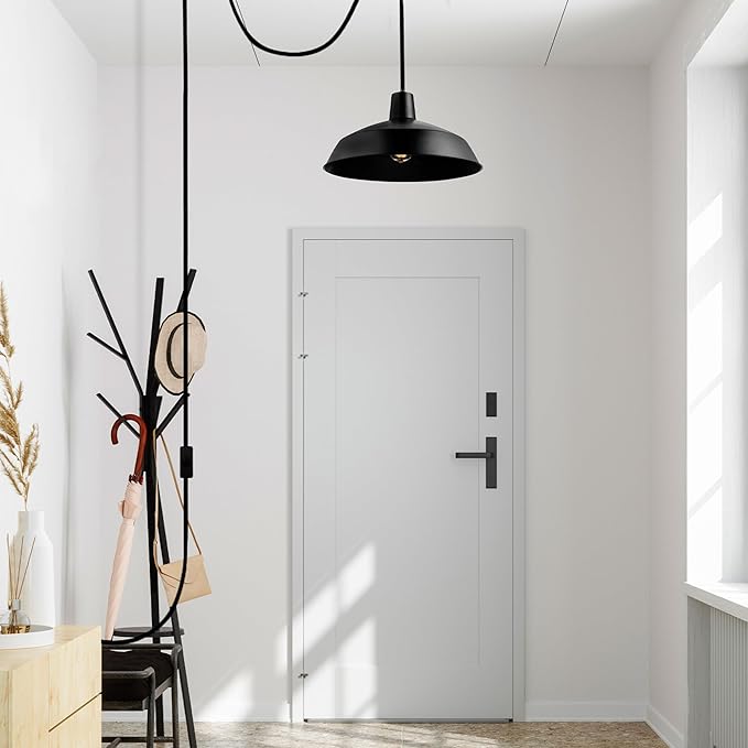 Globe Electric 65151 1-Light Plug-in Pendant Lighting, Matte Black, 15ft Cord, in-Line On/Off Switch, Adjustable Height, Hanging Ceiling Light for Apartments and Rental, Home Decor, Vintage