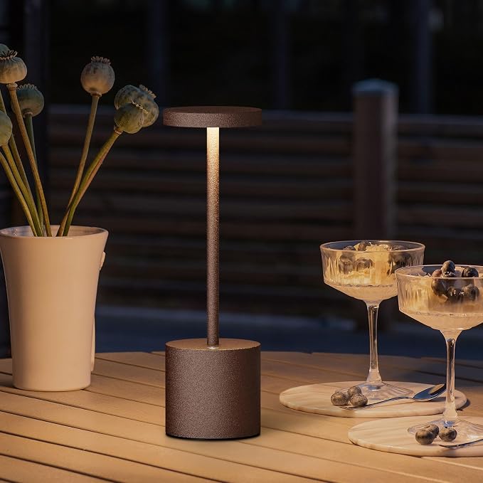 Cordless Table Lamp Rechargeable,Battery Powered LED Outdoor Table Light | SAKRINGT 3 Color Stepless Dimming,72Hrs Long Lasting Battery Operated,Portable Waterproof Touch for Patio Restaurant Dining