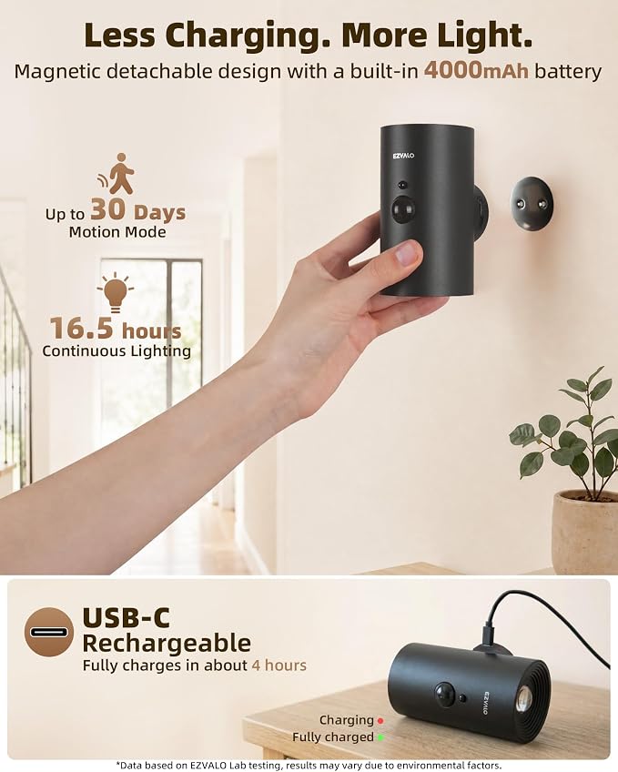 EZVALO Motion Sensor Wall Sconce with Remote, 4000mAh Rechargeable Battery Operated Wall Light, 3 CCT & 12 RGB Colors, Up & Down LED Lighting for Hallway, Stairway (Black, 1 Pack)