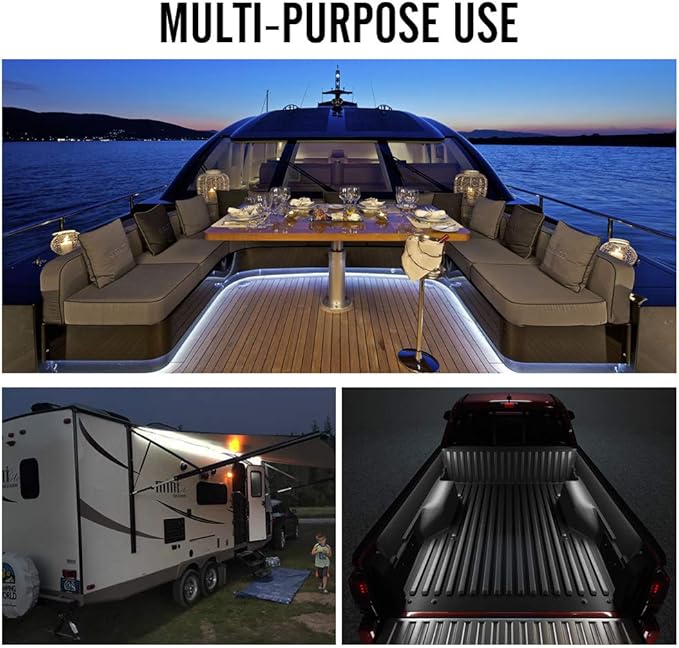 Xprite 60" Inch White LED Truck Bed Lights Strip Kit, Decoration Lighting Bar for Cargo Pickup Trucks Tonneau Cover Van SUV RV Boat, with On/Off Switch - 2PCS