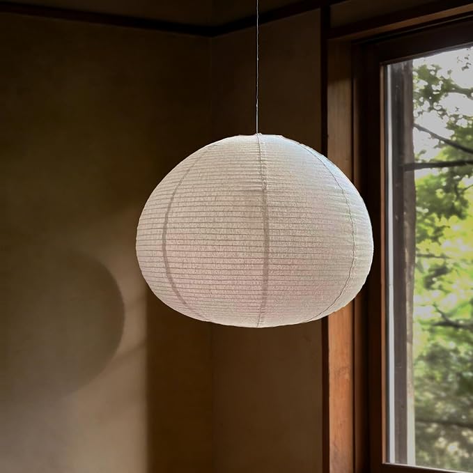 Large Hanging Lampshade 20INCH Linen lantern Pendant Light shade Oval Can replace paper lanterns Hanging Lantern Handmade Minimalist Decorations Suitable for Living room Hallway Bedroom