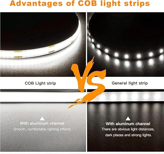 5V USB LED Strip Lights, 3.28FT COB Light Strip White, Short LED Strip Light, Flexible Bright 5V Led Strip for Under Cabinet, Kitchen, TV Backlight, Shelves, Displays and TV Lights