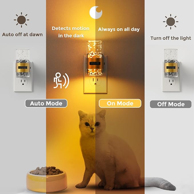 L LOHAS LED Motion Sensor Night Light, Bubble Night Lights Plug into Wall | 3CCT Color Temperature Change Night-Light, Dimmable Nightlights with Dusk to Dawn Sensor for Rooms Bathroom Hallway
