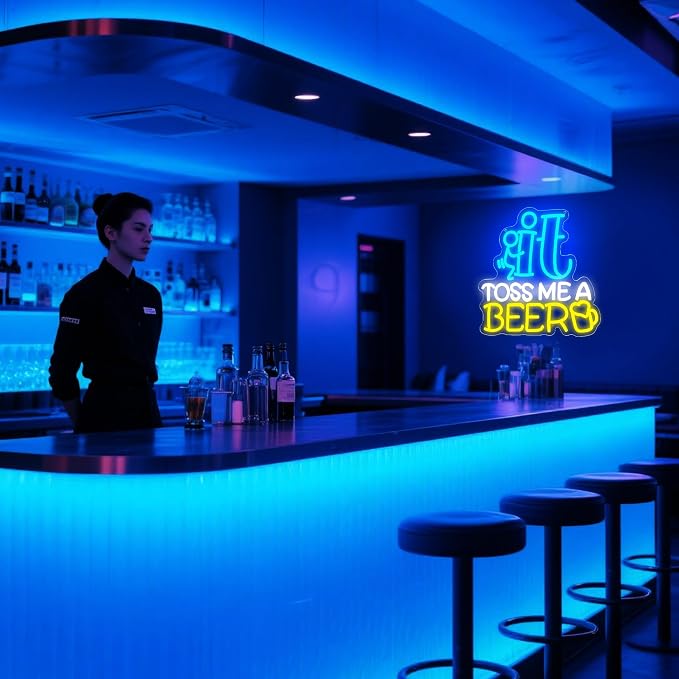 Beer Neon Sign for Wall Decor Beer Led Neon Bar Light for Man Cave | Dimmable LED Neon,Drinker Birthday Beer Gifts,Led 5V USB Powered,Bar,Pub,Bistro,Party Decor,Business Wall Art,13.3*14.1in