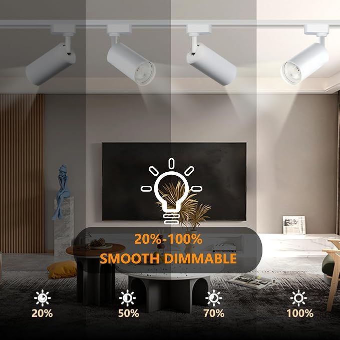 White LED Track Lighting Heads (No Track Rails), 2-Lights 20W Dimmable Track Lights Head Suitable for H Type Rails 6000K Cool White Ceiling Spotlight Fixture for Indoor Home Commercial