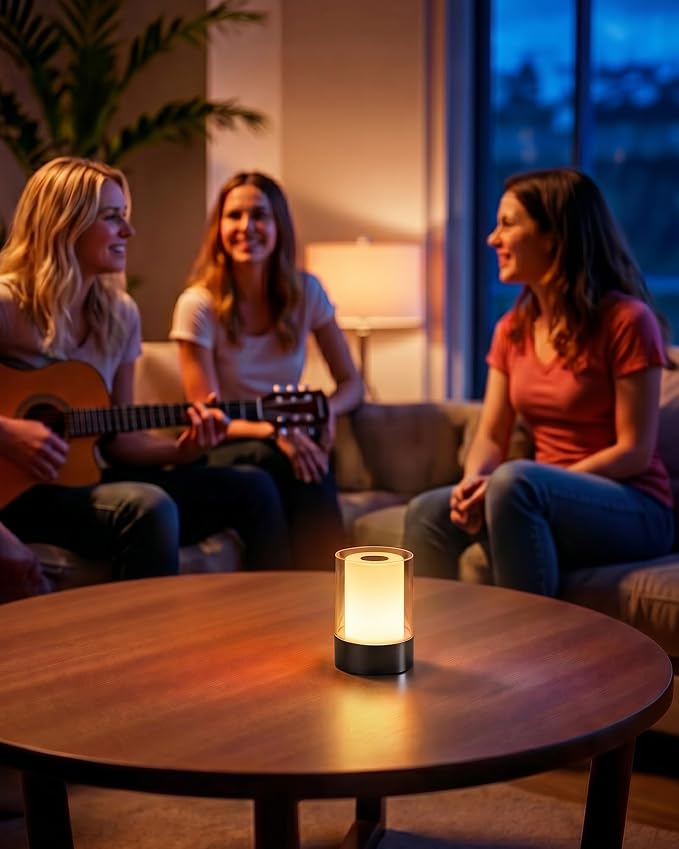 4" Black Cordless Table Lamp 2 Pack, Outdoor Rechargeable Lamp | LED, Battery Operated, Portable, Touch Night Light for Dining Room, Camping, Bar, Party, Bedside, Bedroom, Home Decor, Gift