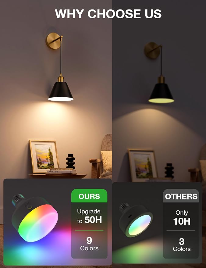Gold & Black Battery Operated Wall Sconce Set of 2, 5200mAh Dimmable Detachable Bulbs and Remote Wireless Rechargeable Wall Lights, 9 Colors Sconces Wall Decor for Bedroom Living Room Hallway