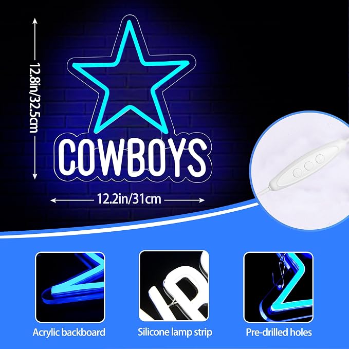 Football Neon Sign for Wall Decor Football Led Neon Light for Man Cave | Dimmable Rugby Team Logo Sign for Bedroom Club Bar Game Room Party Garage Decor Birthday Gifts for Men With Size 12.2*12.8 In