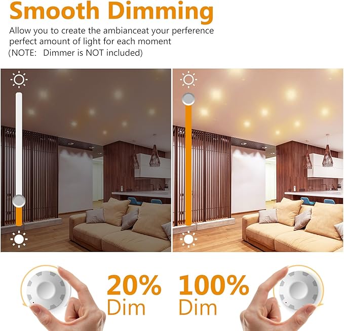 DAYBETTER BR30 Recessed Light Bulbs Equivelent 65W Dimmable Warm White 2700K, 12Pack 9W BR30 Indoor Flood Light Bulbs, E26 Base for Kitchen Bathroom, 120V
