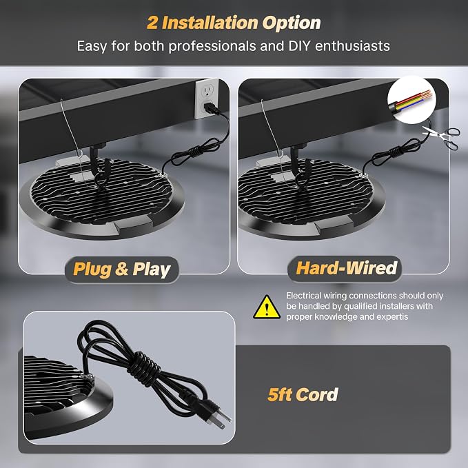 AIKVSXER 200W UFO High Bay Light 24 Pack, 6000K LED Shop Lights Plug & Play | 30000LM Commercial Bay Lighting IP65 Waterproof Garage Light, CRI>85 No Flicker, 120° Beam Angle, 5ft Cable 60000hrs Lifespan
