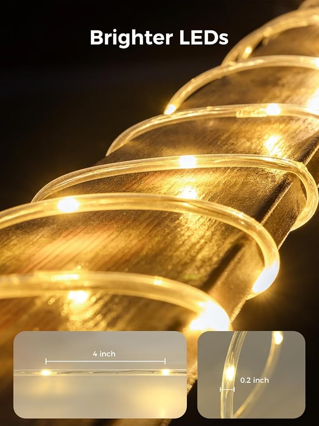 165FT 500LEDs Connectable Rope Lights Plug in,Warm White | Rope Lights for Outside,Waterproof 8 Modes Remote Tube Light for Indoor Outdoor Christmas Wedding Birthday Patio Porch Garden