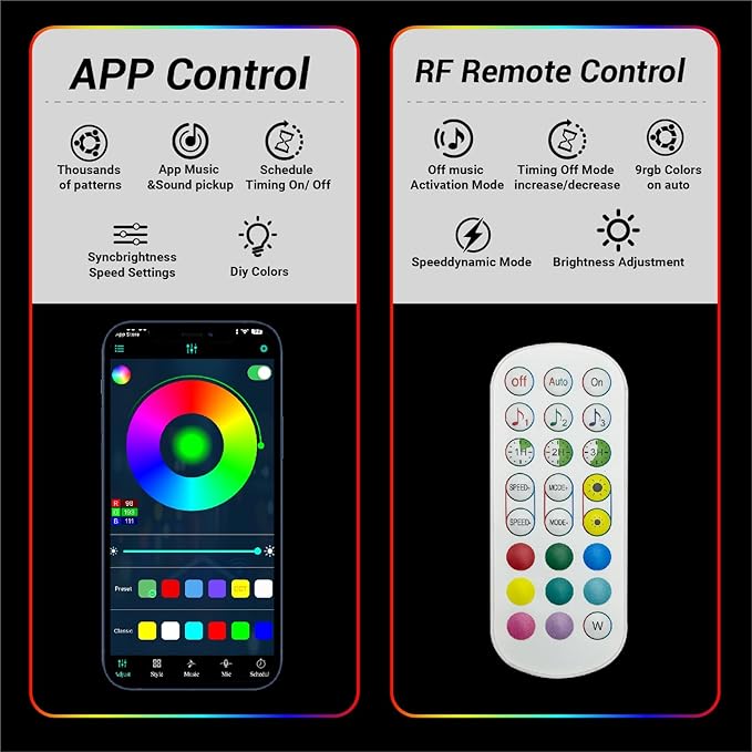 HAMRVL Black RGB Smart IC Recessed Lighting Kit - 6pcs Wall Panel Lights for Acoustic Panels, APP/Remote Control, Music Sync, Chasing Effects, Slat Wall Lights for Wood Wall Panel (2*24+2*32+2*40 in)