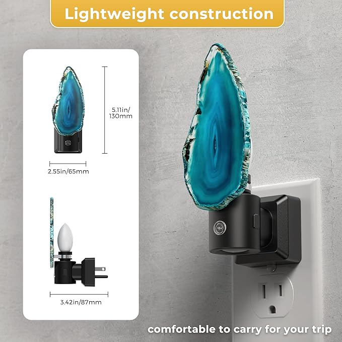 L LOHAS LED Night Light, Night Lights Plug into Wall, Agate Nightlight Rotating, Dimmable Dusk to Dawn Sensor, Healing Stone Agate Decorative Nightlight for Bedroom,Living Room